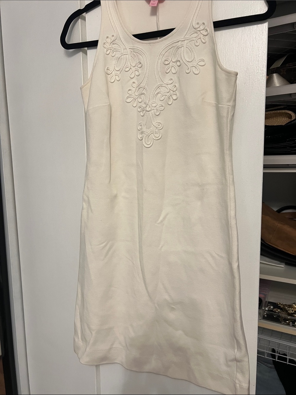 Lilly Pulitzer Cream Embroidered Sleeveless Shift Dress